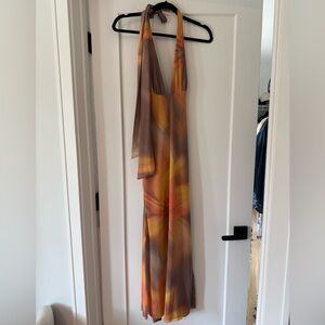 ZARA PRINTED TULLE MIDI HALTER
DRESS